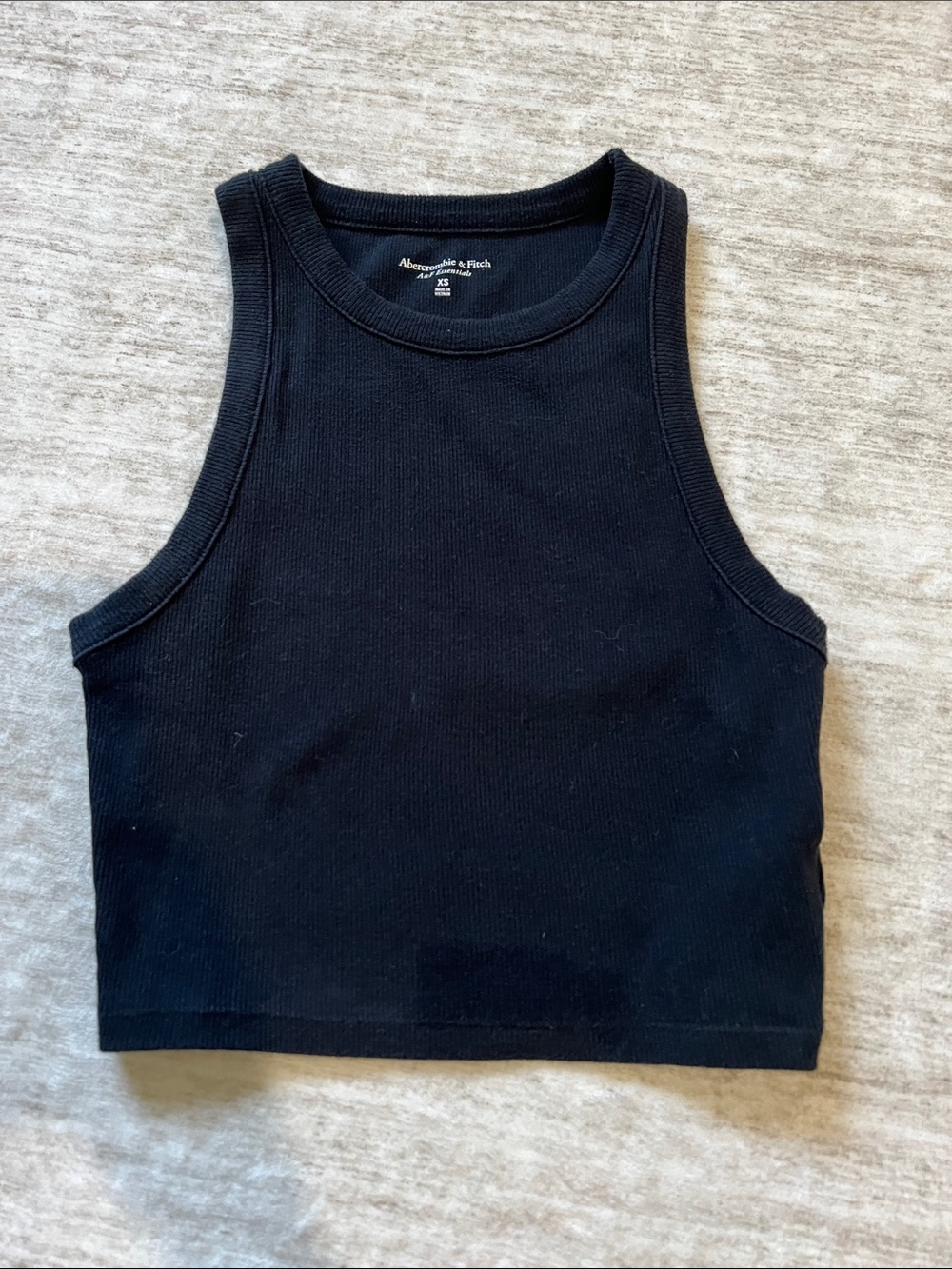 Abercrombie & Fitch Black Ribbed Cropped Tank Top
